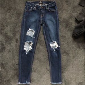 Just Black Low Rise Medium Wash Ripped Jeans